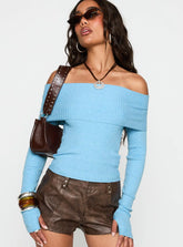 Morley Off Shoulder Sweater Blue